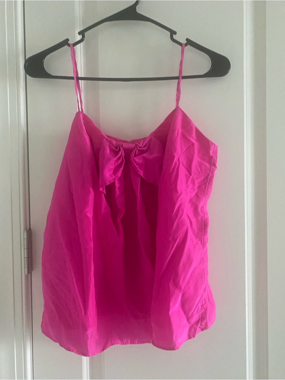 J Crew Pink Silk Bow Lined Tank Adjustable Straps SZ M Beautiful - Picture 2 of 8